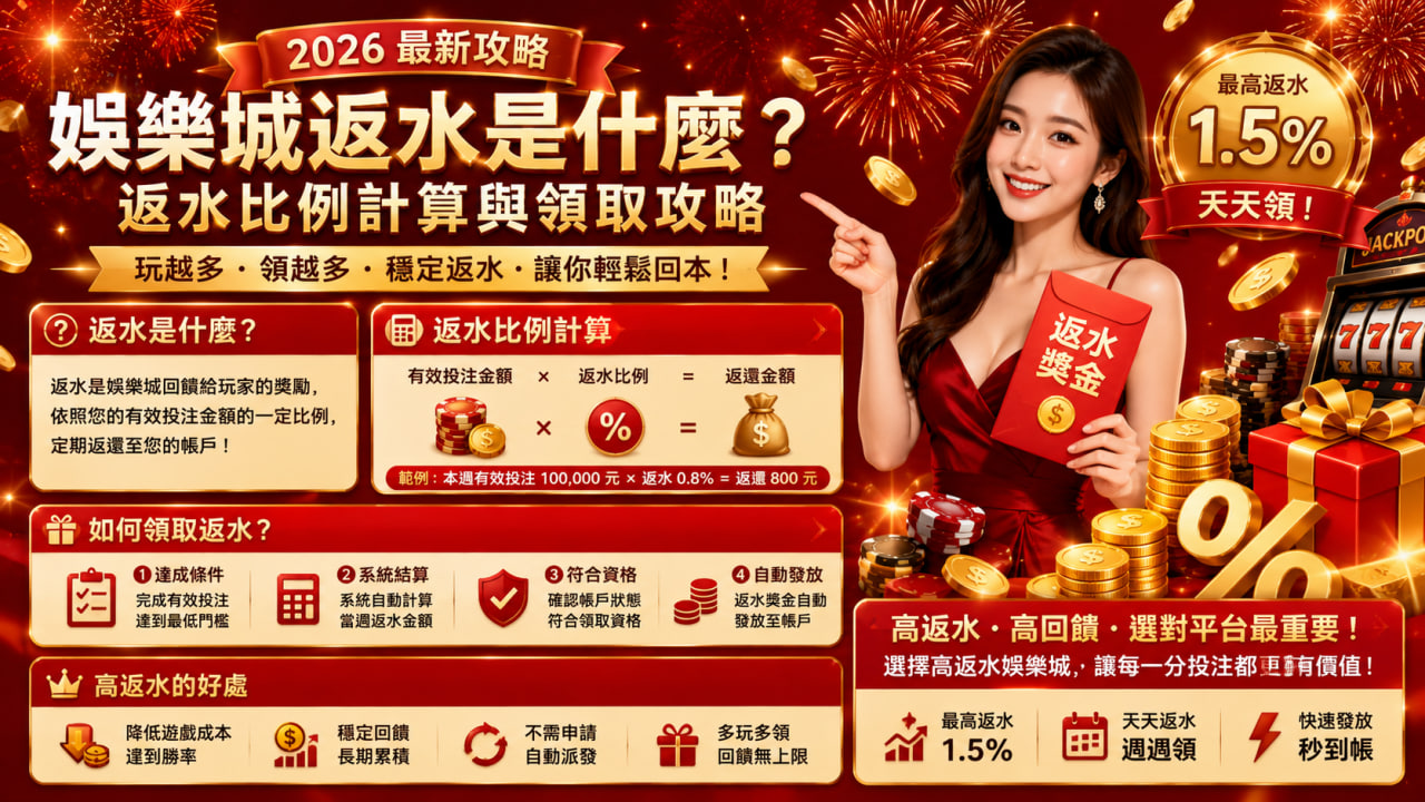 娛樂城返水是什麼？返水比例計算攻略