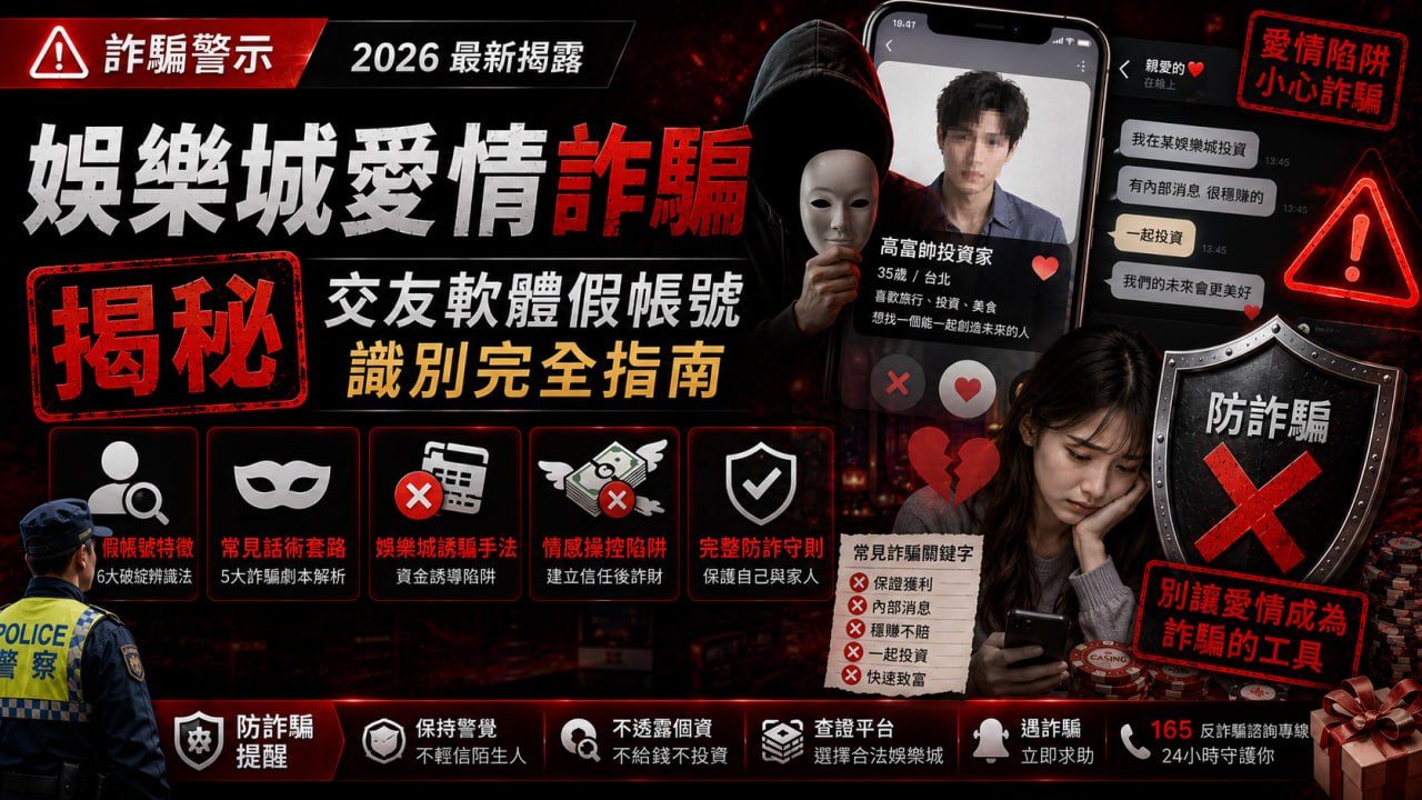 娛樂城愛情詐騙揭秘：交友軟體假帳號識別完全指南（2026）