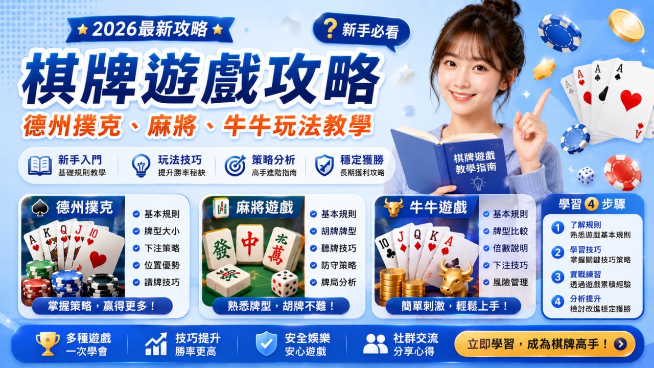 棋牌遊戲攻略｜德州撲克、麻將、牛牛玩法教學