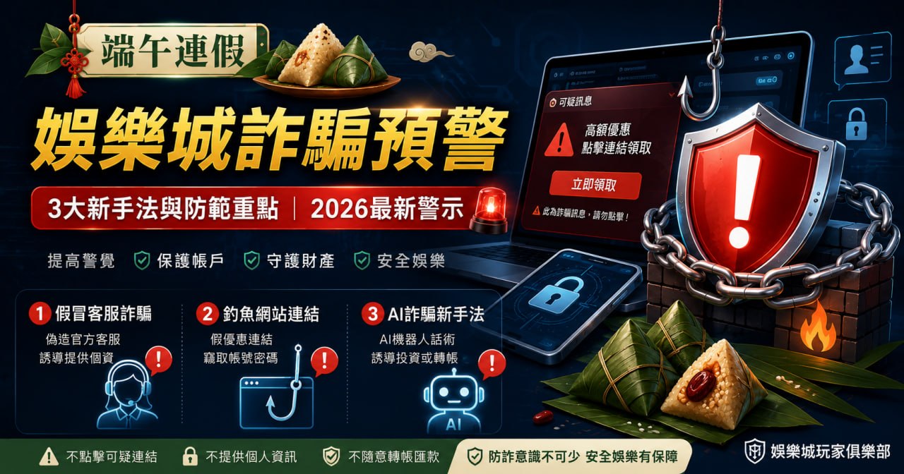 端午連假娛樂城詐騙預警：3大新手法與防範重點