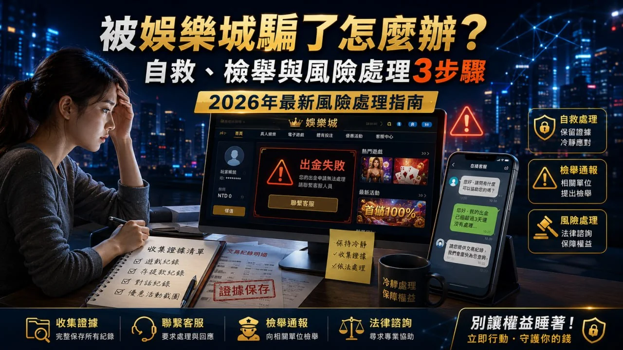 被娛樂城騙了怎麼辦？自救、檢舉與風險處理3步驟